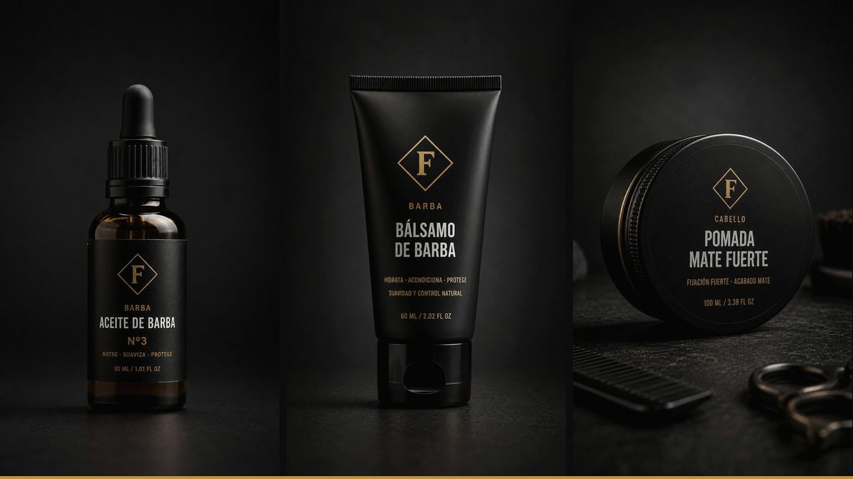 Aceite de barba, bálsamo de barba y pomada mate de la tienda de la barbería